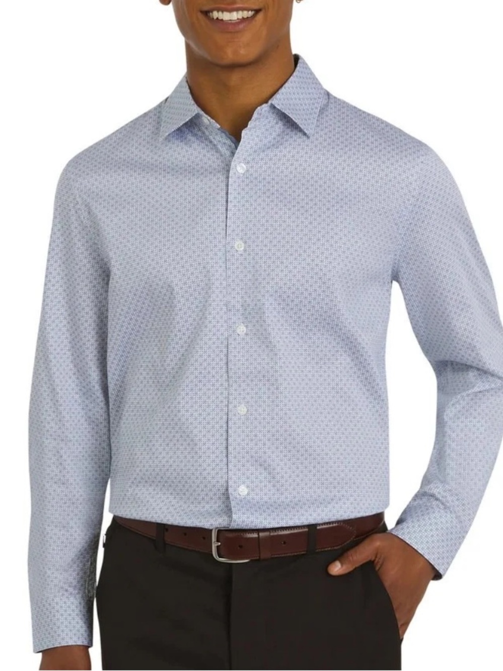 DKNY Men's Light Blue woven button up Dress Shirt